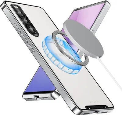 Immagine prodotto di Custodia in metallo per Sony Xperia 10 IV traslucido opaco con bobina magnetica e protezione della fotocamera Argento