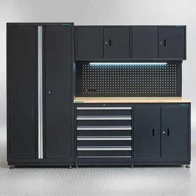 Produktbild von Werkbank 160 cm mit Hängeschrank und breitem Seitenschrank