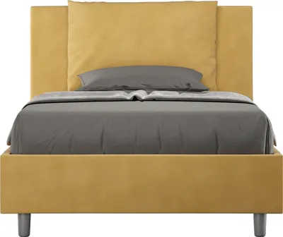 Produktbild von ITYHOME - Gepolstertes Bett mit Lattenrost 120x200 mit Mikrofaserbezug Ocker Antea