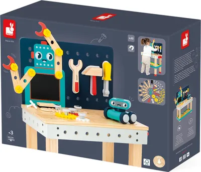 Produktbild von Janod Werkbank Roboter - Holzspielzeug mit Zubehör