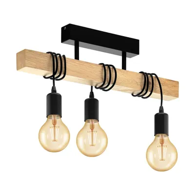 Obrázok produktu pre Nástenné svietidlo EGLO Townshend čierna/hnedá 3x60W