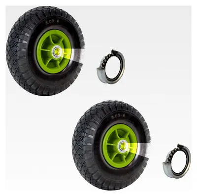Produktbild von 2x Sackkarrenrad 260x85 mm 3.00-4 Bollerwagenrad, Luftrad, Ersatzrad, 4 Lagen, luftbereift 20mmØ