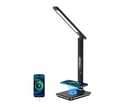 Produktbild von Brilagi - Dimmbare LED-Tischleuchte mit kabelloser QI- und USB-Aufladung REGINA LED/8,5W/230V schwarz