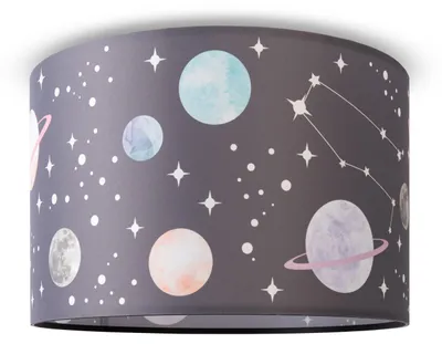 Produktbild von Deckenlampe Kinderzimmer Pendelleuchte Baby Lampenschirm Stoff Rund SterneLeuchtenart / FarbeDeckenleuchte - Schwarz