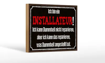 Produktbild von Holzschild Spruch 18x12cm bin Installateur kann reparieren