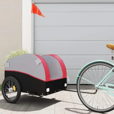 Productafbeelding van Maison Exclusive - Fietsaanhanger, zwart en rood, 45 kg, staal
