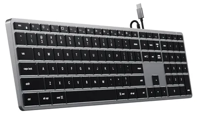 Image de Satechi, Clavier Slim W3 filaire USB-C Clavier QWERTY rétroéclairé avec pavé numérique, Gris