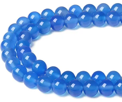 Produktbild von Naturstein Perlen Blauer Achat 8mm zum Auffädeln für Schmuck DIY ca. 47 Stück
