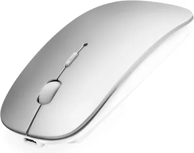 Image de Souris Bluetooth sans fil rechargeable avec adaptateur USB-C double mode, souris mini silencieuse, 1000-1600 DPI, compatible avec PC, Mac, iPad, Android et Linux