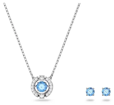 Produktbild von Swarovski Swarovski Sparkling Dance Set Rund, Blau, Rhodiniert 5480485