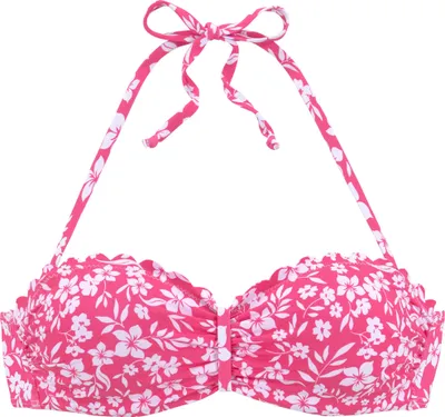 Produktbild von VIVANCE Bügel-Bandeau-Bikini-Top Leni neonpink-weiß Größe 32 Cup A