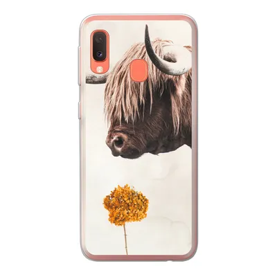 Produktbild von MuchoWow® Handyhülle Schutzhülle Hülle für Samsung Galaxy A20e Schottischer Highlander - Vintage - Blume Silikon Softcase Handy Hülle - Abdeckung