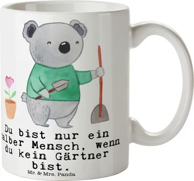 Produktbild von Mr. & Mrs. Panda Kaffeetasse Gärtner Herz - Weiß - Geschenk, Tasse, Trinkbecher, Gartenbau, Lustig, Spruch, Teetasse, Keramiktasse, Gärtnerei, Becher