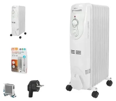 Produktbild von Tragbarer Ölradiator, einstellbares Thermostat, leiser Betrieb, Weiß