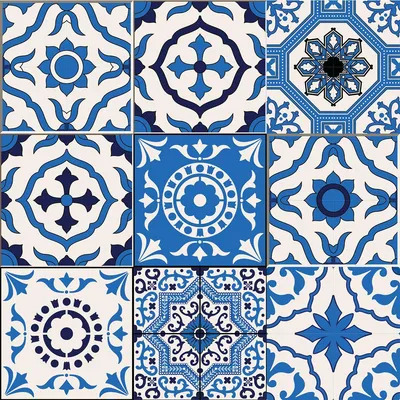 Obrázok produktu pre Samolepiace nálepky na obklady do kuchyne a kúpeľne – sada 9 ks AZULEJOS SETTIMA – 9 nálepiek 15 x 15 cm