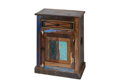 Image de MASSIVMOEBEL24 | Petite commode 55x34 Bois de récupération laqué Multicolore NATURE OF SPIRIT #100