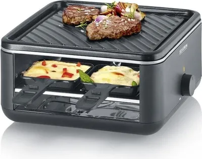 Produktbild von Raclette Grill SEVERIN RG2360, für bis zu 4 Personen, Kompakt 24x24cm, 800W, Extra Tiefe Pfännchen 20mm