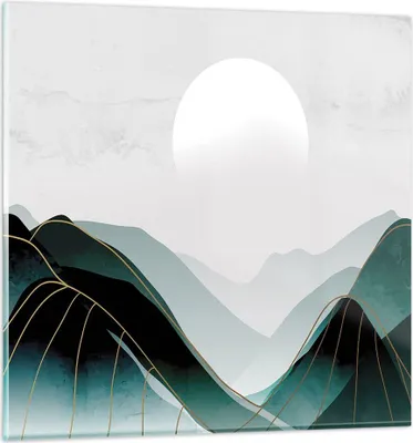 Produktbild von Bilder auf glas - Einteilig - Abstraktion Berge Stück - 30x30cm - Glasbilder - Wandbilder - Bilder - zum Aufhängen bereit - Wanddekoration aus Glas - Glas Bilder - Wandbild auf Glas - GAC30x30-4911