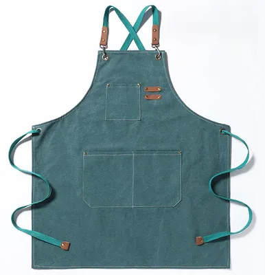 Produktbild von Kochschürze aus Canvas mit gekreuztem Rücken für Damen und Herren mit großer Tasche, verstellbare Arbeitsschürze aus Canvas mit gekreuztem Rücken für Küche, Kochen, Backen, Grillen