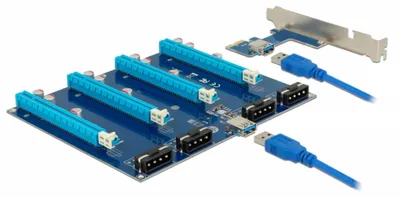Produktbild von Riser Karte PCI Express x1 > 4 x x16 mit 60 cm USB Kabel Delock