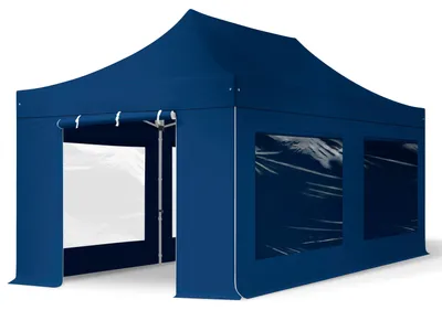 Produktbild von TOOLPORT 3x6m Aluminium Faltpavillon, inkl. 4 Seitenteile, dunkelblau