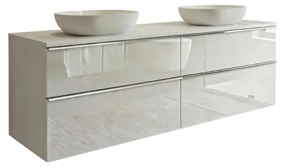 Produktbild von Waschtisch mit Unterschrank ONE mit 4 Schubladen Weiß Hochglanz 120x50x46 hängend Badezimmer Badezimmermöbel