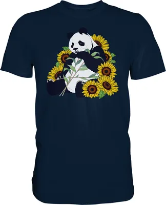 Produktbild von Panda Sonnenblumen T-Shirt Garten Motiv Gärtner Geschenk – Navy / 4XL