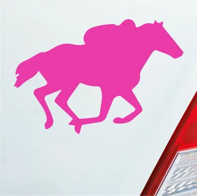 Produktbild von Auto Aufkleber Reiter Pferd Wettkamp Horse Reiten Jockey 10x7 cm Pink Sticker Heckscheibenaufkleber