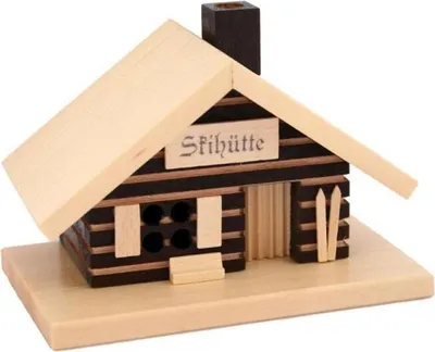 Produktbild von Räucherhaus Ski-Hütte aus Holz – Erzgebirge Handarbeit