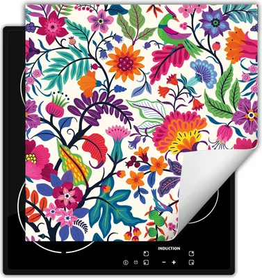 Produktbild von DarHaus Herdabdeckplatte 50x52 cm Anti Rutsch Matte Aufrollbar, bunt - Blumen