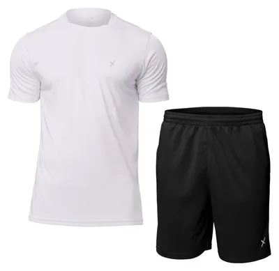 Produktbild von CFLEX Herren Sport-Set (2-teilig) - Fitness T-Shirt & Shorts - Sportswear Collection Weiß-Schwarz L