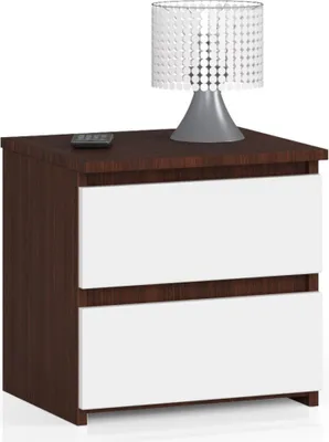 Produktbild von Kommode mit 2 Schubladen Kommode Schlafzimmer Flur Wohnzimmer Organizer Kommode mit Schubladen 40 cm breit 40 cm hoch | venge-weiß Holz Highboard Sideboard Mehrzweckschrank Schrank schmal