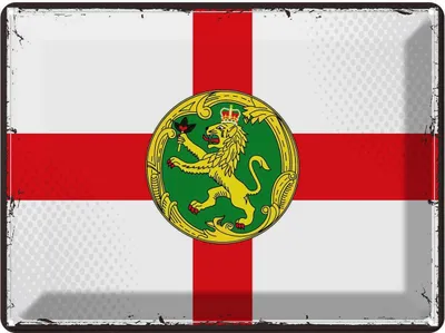 Produktbild von vianmo Blechschild 30x40 cm Alderney Retro Flagge Fahne Wappen