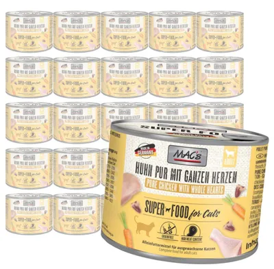 Produktbild von MAC's 24x200g getreidefreies Nassfutter für Katzen mit Huhn und Geflügelherzen