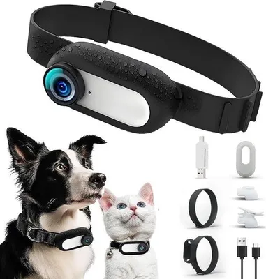 Obrázek produktu pro Bezdrátová kamera pro sledování domácích mazlíčků – rozlišení 1080p – širokoúhlý objektiv 170° – nabíjení přes USB – LCD displej – kamera s detekcí pohybu pro psy a kočky – výdrž 2–3 hodiny – vhodná pro jízdu na horském kole a cestování