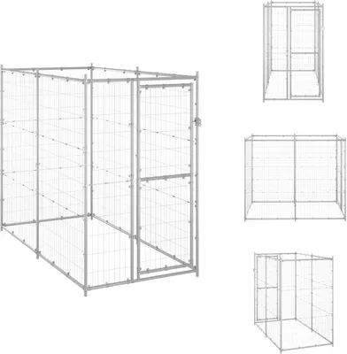 Obrázek produktu pro vidaXL Venkovní bouda pro psy z pozinkované oceli 110x220x180 cm - Boudy a výběhy pro psy