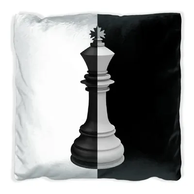 Produktbild von Wallario Premium Kissen, weiche Oberfläche, mit Motiv Schachfigur schwarz-weiß, Größe: 30 x 30 cm, mit weißer Rückseite