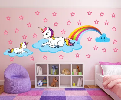 Produktbild von Einhorn Wandtattoo, 10 Stück, 20cm, bunt, EtikettenStar, 4058499657232-LO-EINHORN-10000-20-10