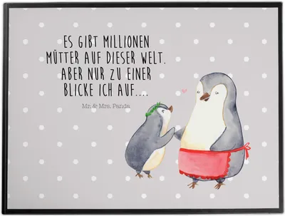 Produktbild von Mr. & Mrs. Panda schreibtischunterlage Pinguin mit Kind - Grau Pastell - Geschenk, Mama, Vorbild, Muttertag, Tischunterlage, Mutter, tischmatte, schreibtischunterlagen