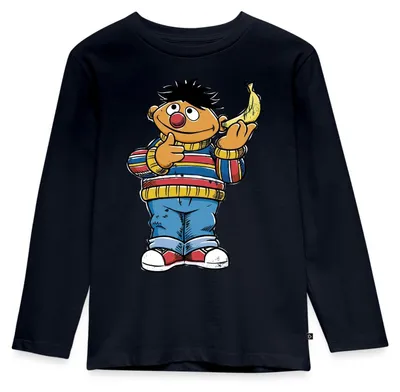 Produktbild von Spreadshirt Sesamstraße Ernie am Bananentelefon Kinder Premium Langarmshirt, 98/104 (2 Jahre), Navy