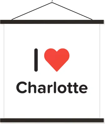 Produktbild von MuchoWow® Textilposter Ich liebe - Charlotte - Mädchen 60x60 cm mit schwarzem Rahmen - Posteraufhänger