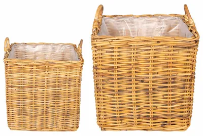 Imagen del producto de vidaXL Cesta de almacenamiento para plantas, 2 unidades, color marrón natural, tejido de mimbre Kubu
