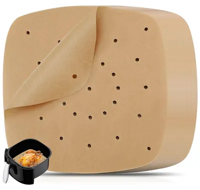 Produktbild von Airfryer Backpapier - Perforiertes Pergamentpapier - Für Heißluftfritteuse und Dampfgarer - 100 Stück, Ø 21,6 cm