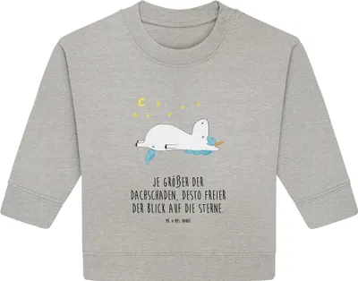 Produktbild von Mr. & Mrs. Panda Organic Baby Pullover Einhorn Sternenhimmel 12. - 18. Monat - Heather Grey - Geschenk, Einhörner, Sterne, Verrückt, Bullover, Unicorn