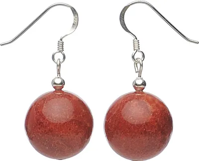 Produktbild von Ohrringe Ohrhänger aus echter Koralle Schaumkoralle Kugel & 925 Silber rot Damen