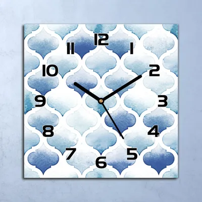Produktbild von Wanduhr Echt-Glas-Küchenuhr Blaues marokkanisches Muster 30x30 Deko Bilder