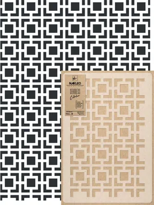 Produktbild von Wandschablone Groß Muster, Malschablone 59x95 cm Quadrat Innerhalb Wiederverwendbare Kunststoff, Geometrische Tapete Wandgestaltung