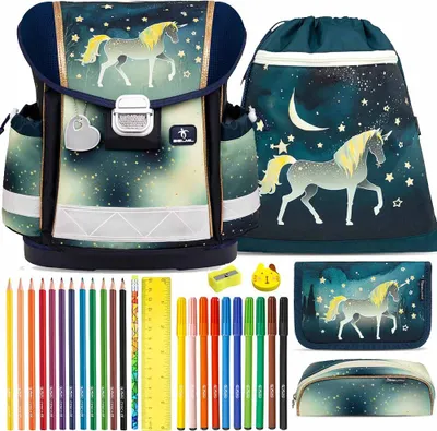 Produktbild von Belmil Schulranzen Set Classy Unicorn Sparkling 10-teilig gefüllt