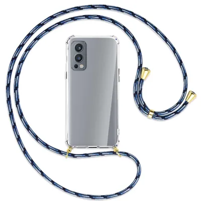 Produktbild von Handykette Backcover-Schutzhülle mit Band (Metall goldfarben) für OnePlus Nord 2 5G - Blautöne