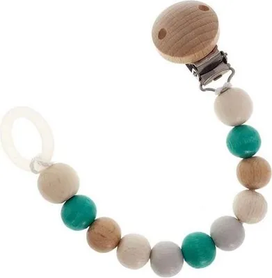Produktbild von Hess Schnullerkette Nature Türkis Holz Babykette - Germany